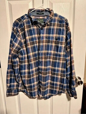 Men’s Woolrich Trout Run Flannel Shirt Plaid Cotton Size Large